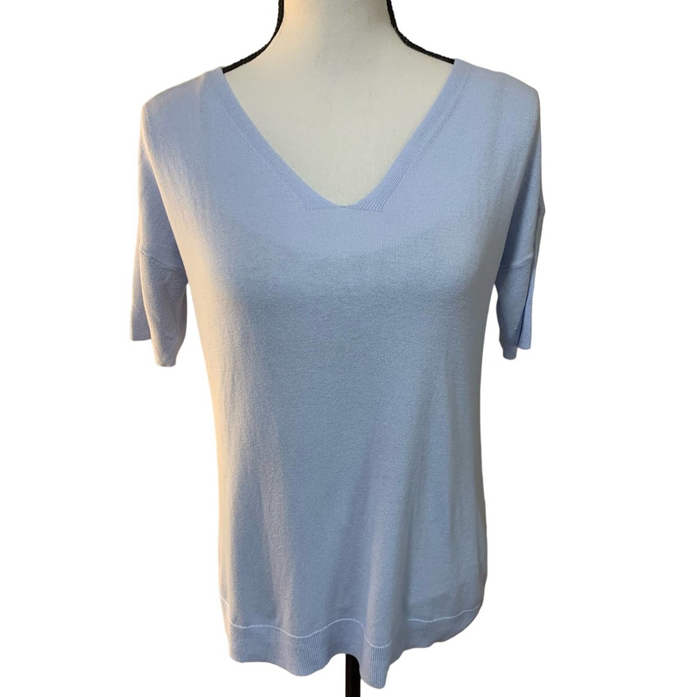 Banana Republic Light Blue V Neck 3/4 Sleeve Sweater Top Size M